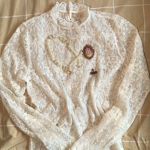 Vintage floral lace blouse
